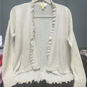 Club Monaco Cream Ruffled Cardigan